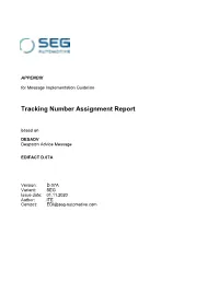 Tracking Number Assignment Report