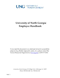 UNG Employee Handbook Procedures