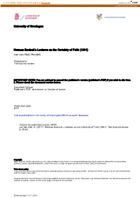 University of Groningen Herman Bavinck's Lectures on The