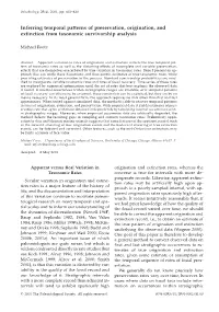 Foote, M. 2001. Inferring Temporal Patterns of Preservation, Origination