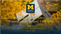 Landscape Analysis of Overcomplete Tensor and Neural Collapse