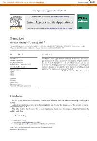 Linear Algebra and Its Applications G-Matrices