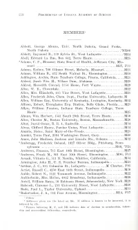 Proceedings of the Indiana Academy of Science
