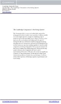 The Cambridge Companion to the String Quartet Edited by Robin Stowell Frontmatter More Information