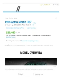 MODEL OVERVIEW 1998 Aston Martin