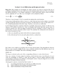 Section 2: X-Ray Diffraction and Reciprocal Lattice