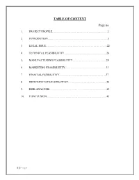 TABLE of CONTENT Page No