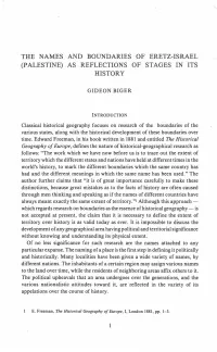 The Names and Boundaries of Eretz-Israel (Palestine) As Reflections of Stages in Its History