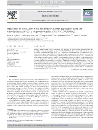 Deposition of Wnxcy Thin Films for Diffusion Barrier Application Using