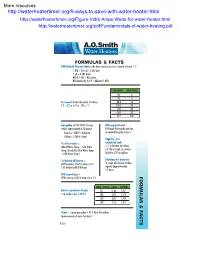 Water Heater Formulas and Terminology