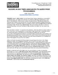 Buddies in Bad Times Announces Its Queer Pride Programming