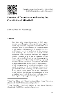 Doctrine of Desuetude –Addressing the Constitutional Minefield