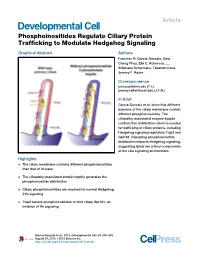 Phosphoinositides Regulate Ciliary Protein Trafficking to Modulate