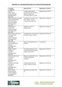 Timetable of C Card Registration and Pick up Sites in Nottinghamshire