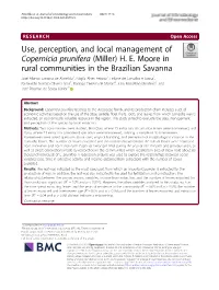 Use, Perception, and Local Management of Copernicia Prunifera (Miller) H