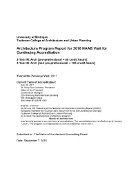 Architecture Program Report for 2016 NAAB Visit for Continuing Accreditation