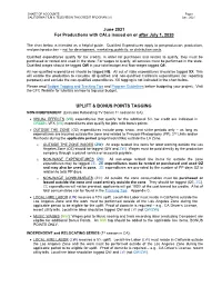 June 2021 for Productions with Cals Issued on Or After July 1, 2020 UPLIFT & BONUS POINTS TAGGING