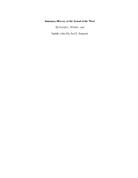 Summary History of the Synod of the West
