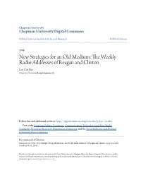 The Weekly Radio Addresses of Reagan and Clinton