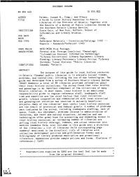 A Guide to Local History Resources in Public Libraries of the Province of Ontario