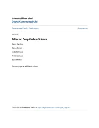 Deep Carbon Science