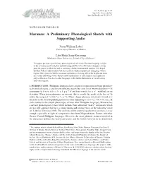Maranao: a Preliminary Phonological Sketch with Supporting Audio