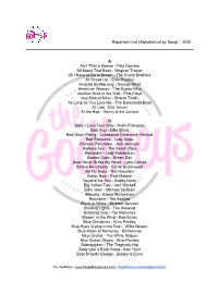 Repertoire List (Alphabetical by Song) – 2020 a Ain't