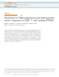 Resistance to Tgfβ Suppression and Improved Anti-Tumor Responses In