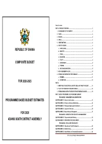 Adansi South District Assembly Sub Programme 2.2 Infrastructure Development