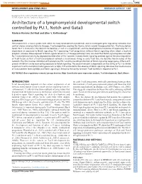 Architecture of a Lymphomyeloid Developmental Switch Controlled by PU.1, Notch and Gata3 Marissa Morales Del Real and Ellen V
