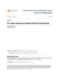 Do It Again: Sequences in Gershwin and Kern's Popular Songs