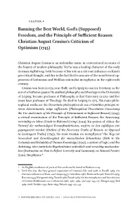 Freedom, and the Principle of Sufficient Reason: Christian August Crusius’S Criticism of Optimism (1745)