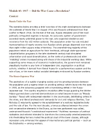 Module 03: 1917 — Did the War Cause a Revolution? Context