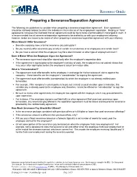 Preparing a Severance/Separation Agreement