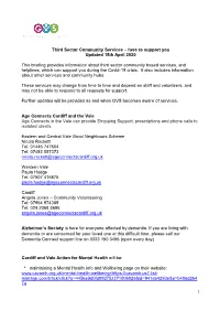 Third Sector Community Services – Here to Support You Updated 15Th April 2020 This Briefing Provides Information About Third S
