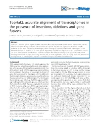 Tophat2: Accurate Alignment of Transcriptomes in the Presence Of