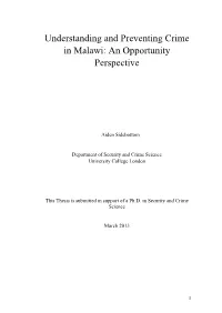 Understanding and Preventing Crime in Malawi: an Opportunity Perspective
