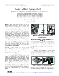 Design of Roll Forming Mill