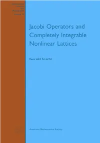 Jacobi Operators and Completely Integrable Nonlinear Lattices