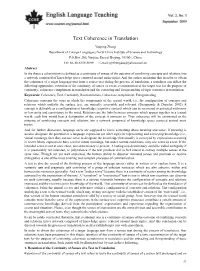 Text Coherence in Translation