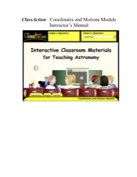 Classaction: Coordinates and Motions Module Instructor's Manual