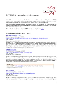 EIFF 2019 Accommodation Information