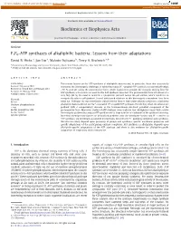 F1F0-ATP Synthases of Alkaliphilic Bacteria: Lessons from Their Adaptations David B