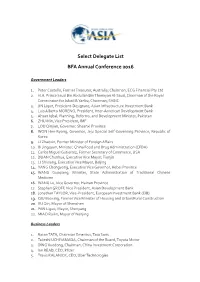 Select Delegate List BFA Annual Conference 2016