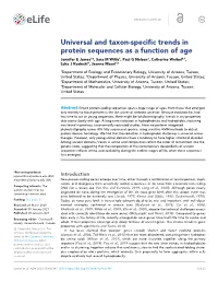 Universal and Taxon-Specific Trends in Protein Sequences As a Function Of