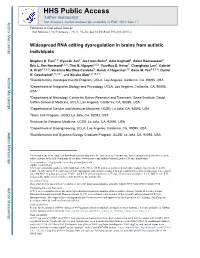 Widespread RNA Editing Dysregulation in Brains from Autistic Individuals