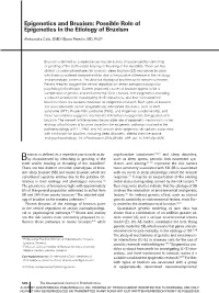Epigenetics and Bruxism: Possible Role of Epigenetics in the Etiology of Bruxism