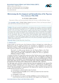 Historicizing the Development and Intensification of the Nigerian Navy Between 1956-1958