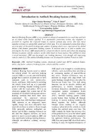 Introduction to Antilock Breaking System (ABS)