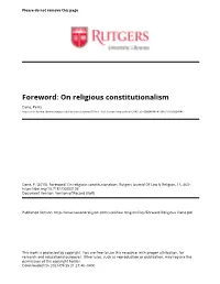 On Religious Constitutionalism